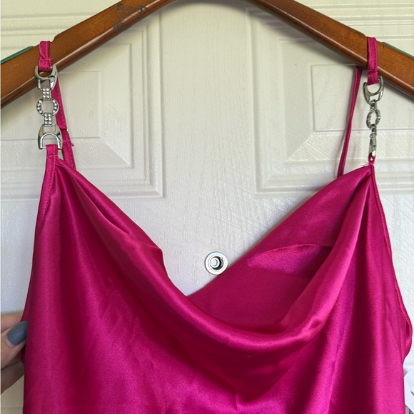 2 for $15 sale: NWT Jump apparel magenta pink satin cowl neck slip dress - L - Picture 4 of 7